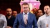 Претседателот на ВМРО-ДПМНЕ, Христијан Мицкоски, на прес конференција во партиското седиште. 