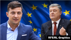 Володимир Зеленський, ліворуч, і Петро Порошенко (комбіноване фото)