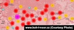 Карта российских магазинов Koh-i-noor. Скриншот с сайта компании