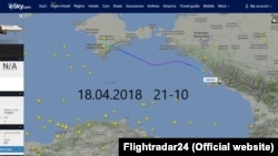 Сайт Flightradar24, переліт літака Airbus 320-212 YK-BAG 18 квітня з Сімферополя до Сочі