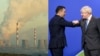Kyrgyzstan's president Sadyr Japarov and British president Boris Johnson collage COP26
